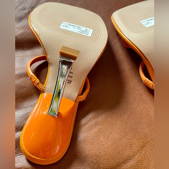 BNWT! SCHUTZ, AGATHA SANDAL, BRIGHT TANGERINE LEATHER 😻🧡🍊 - Picture 7 of 16